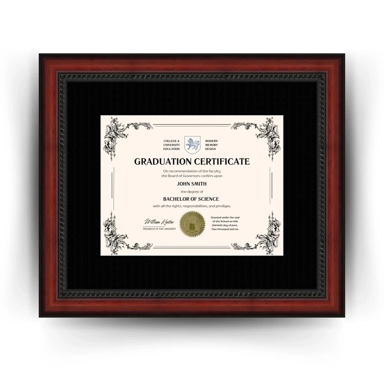 Mahogany 11x14 Diploma Frame for 8.5x11 Certificate University College High School